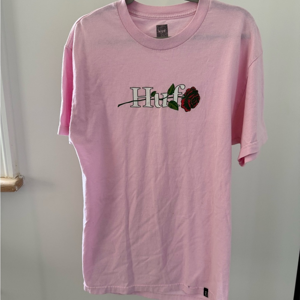 HUF Light Pink Tee with Graphic Design